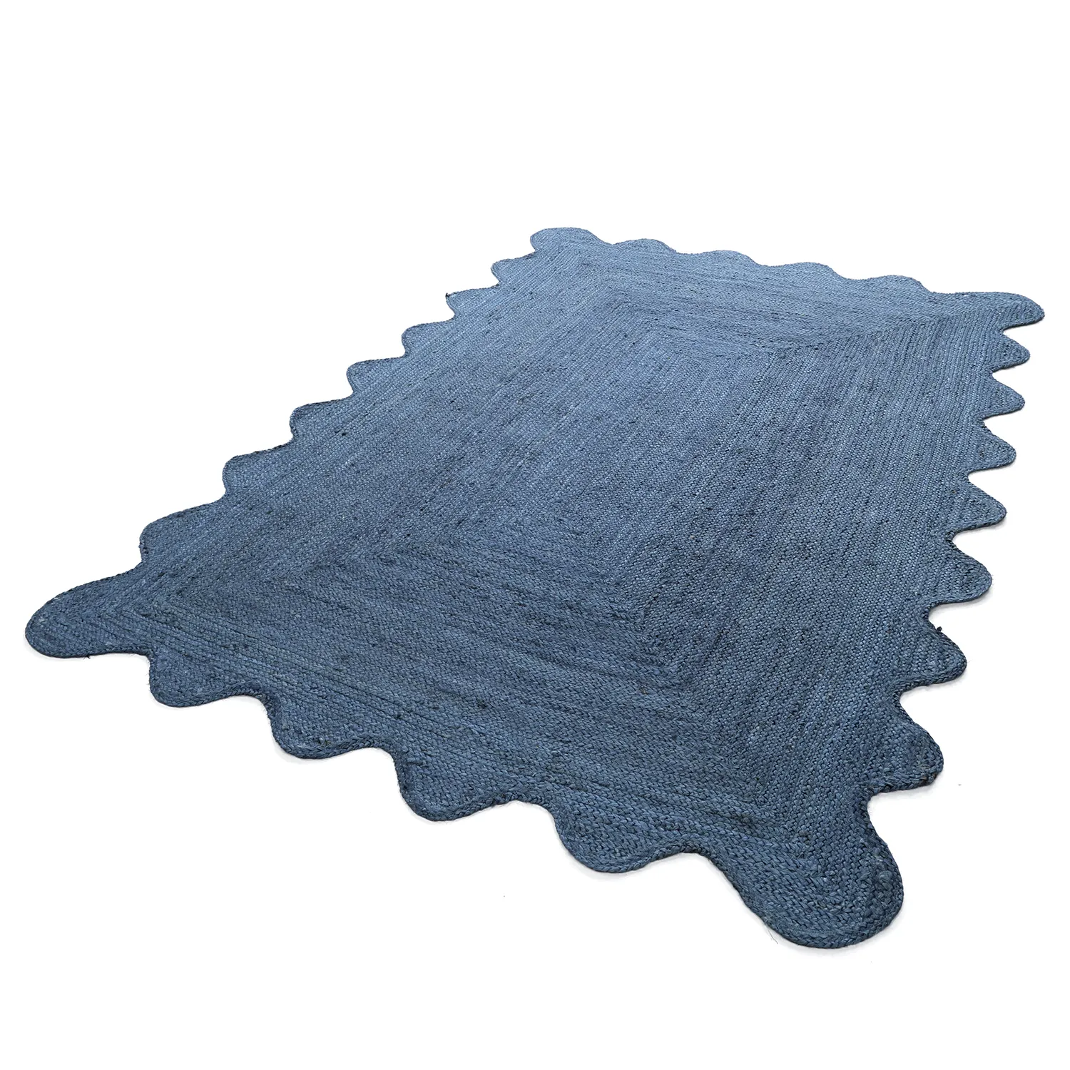 Juteteppich mit Wellenform - San Francisco (blau)