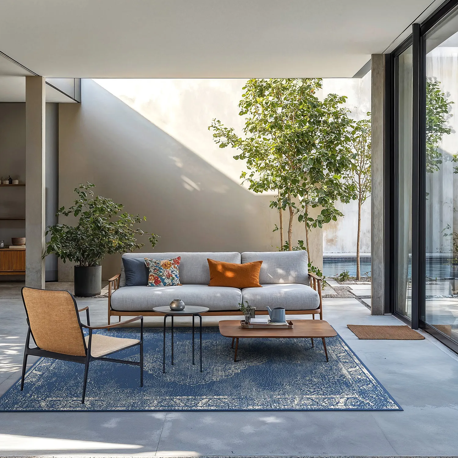 Teppich für innen und außen - Brussels Weave (blau)