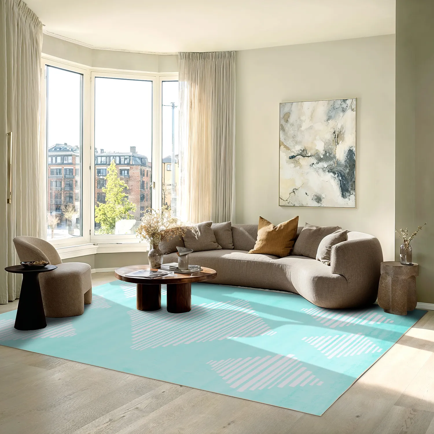 Wilton-Teppich - Carmen (hellblau/weiß)