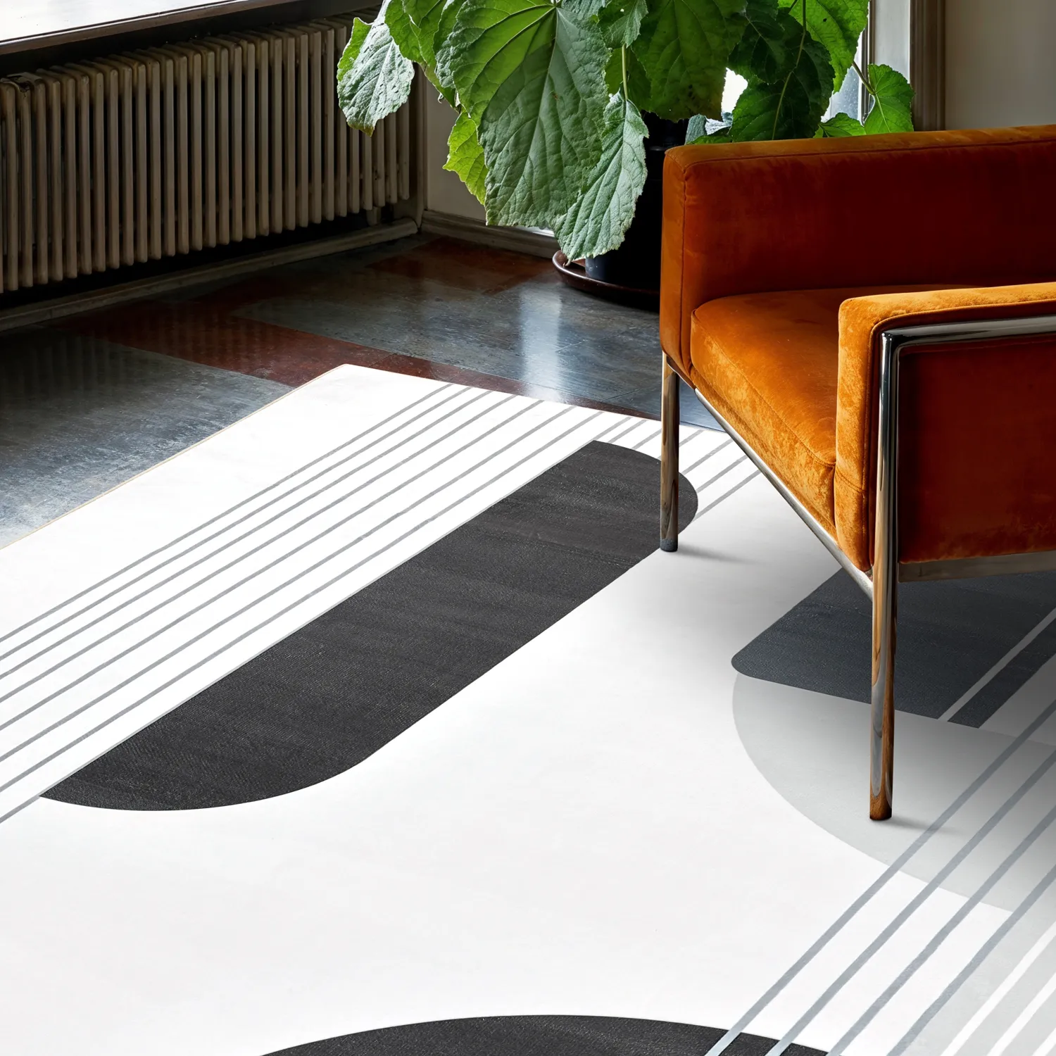 Wilton-Teppich - Delft (weiß/grau/schwarz)