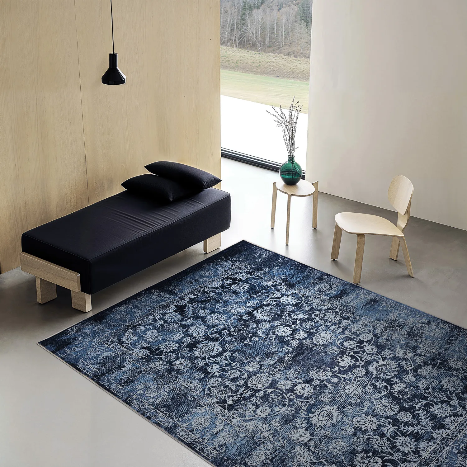 Tapis Wilton - Flowers (bleu)