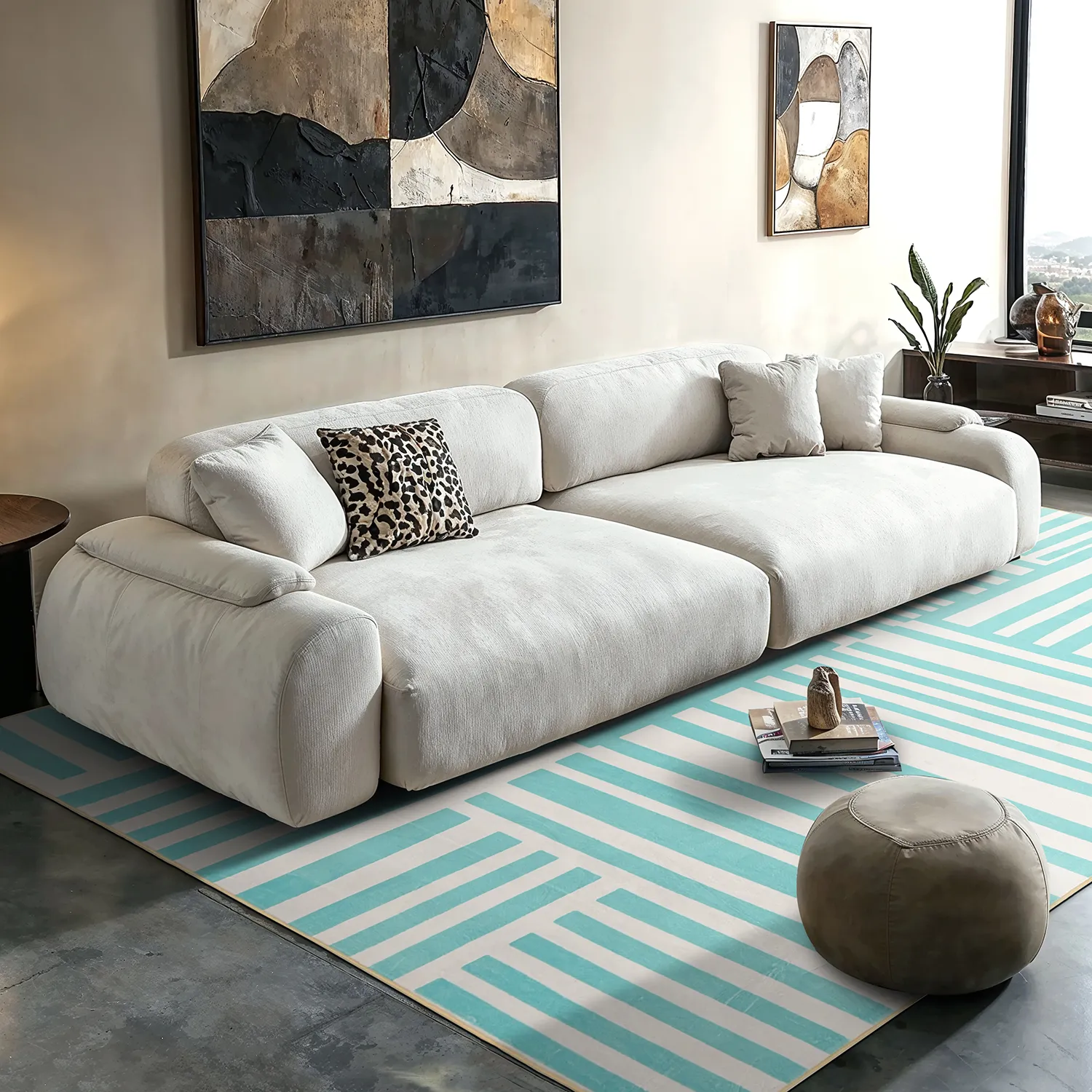 Wilton-Teppich - Joma (türkis/weiß)