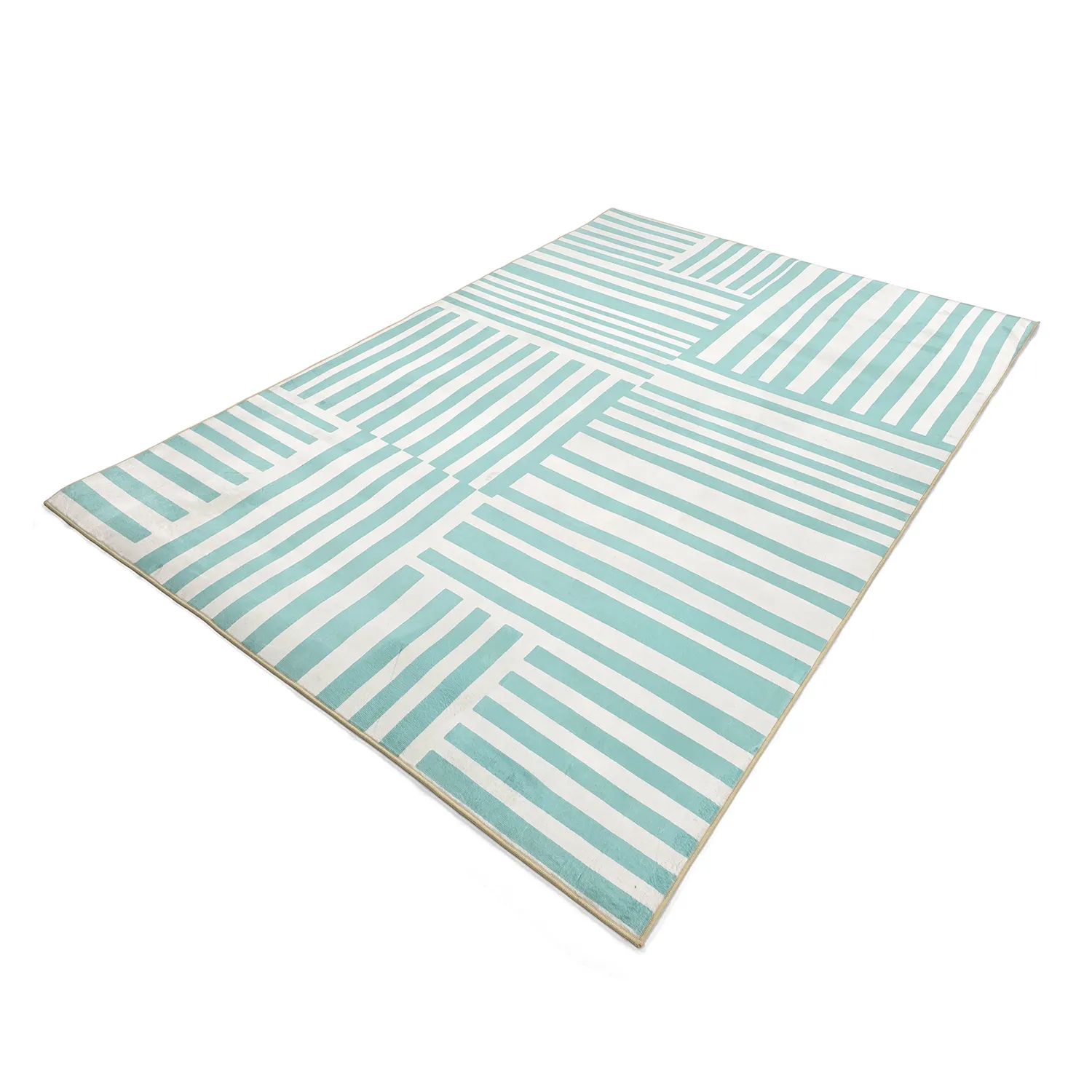 Wilton-Teppich - Joma (türkis/weiß)