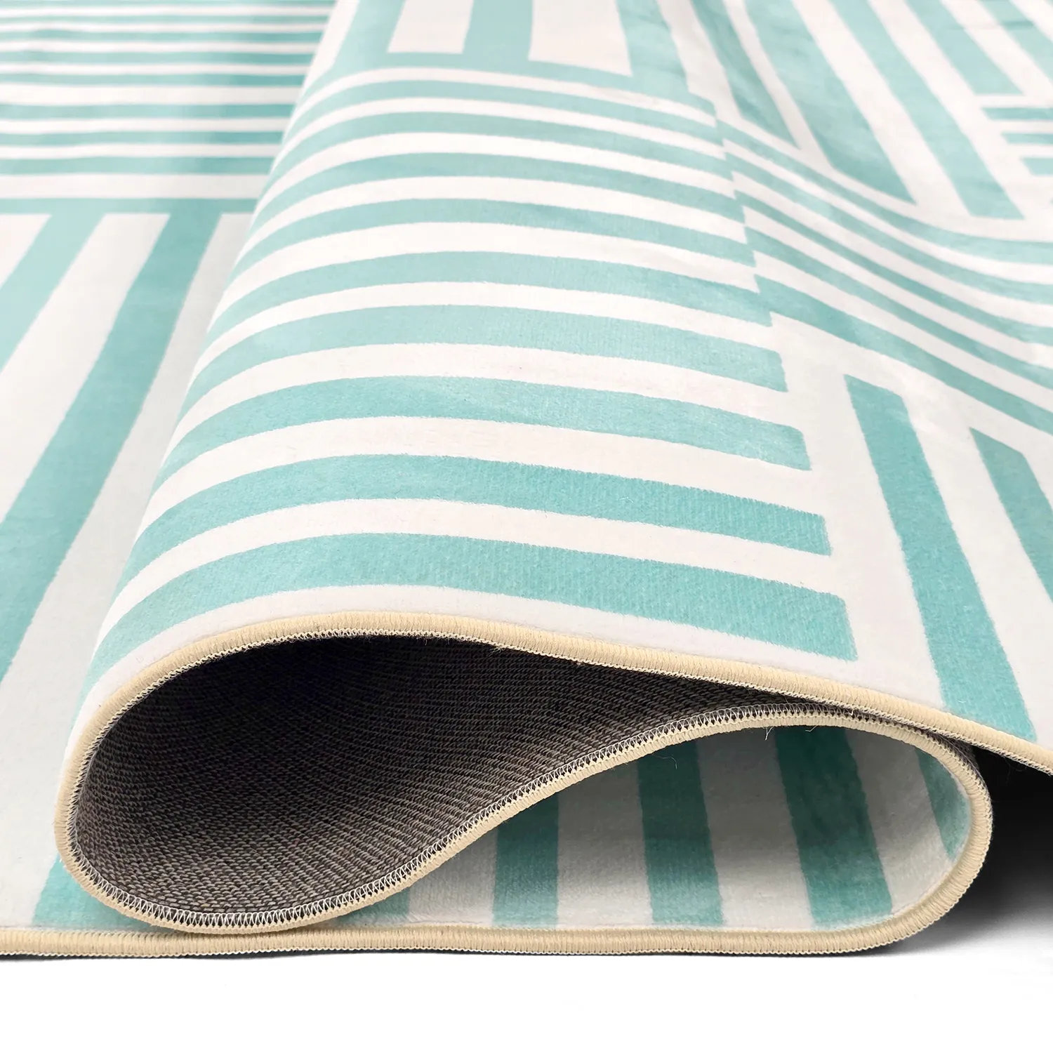 Wilton-Teppich - Joma (türkis/weiß)