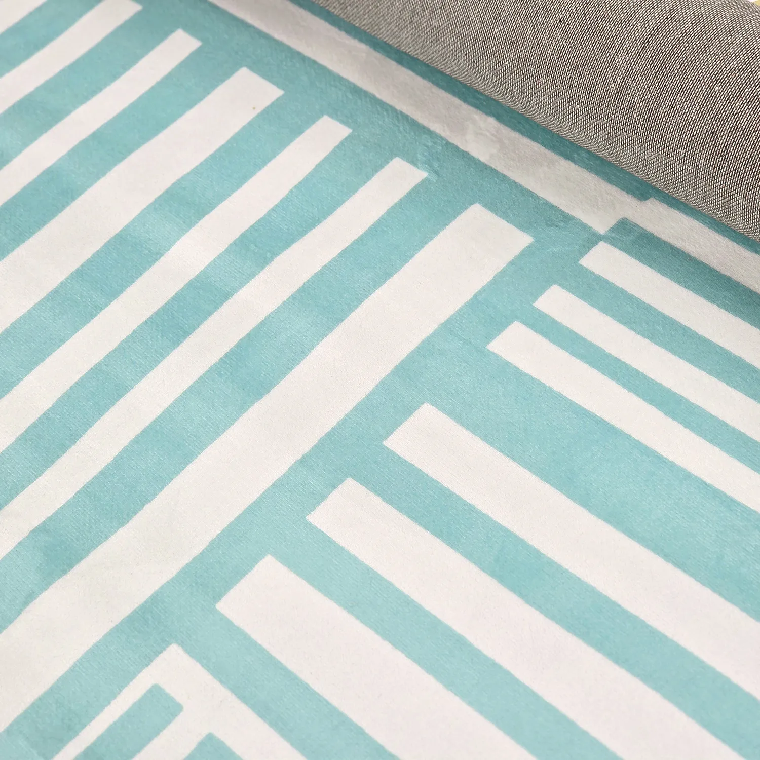 Wilton-Teppich - Joma (türkis/weiß)