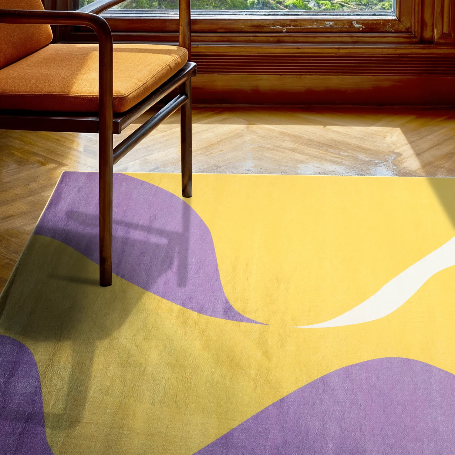 Wilton-Teppich - Leiden (gelb/lila)