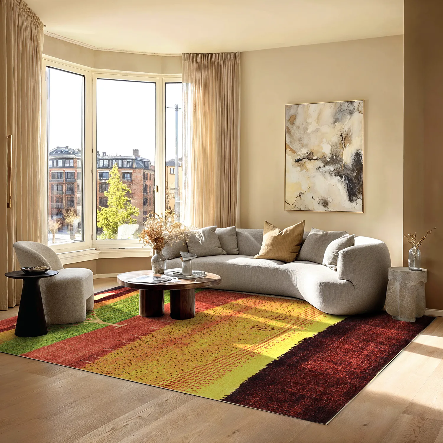 Wilton-Teppich - Oia (rot/mehrfarbig)