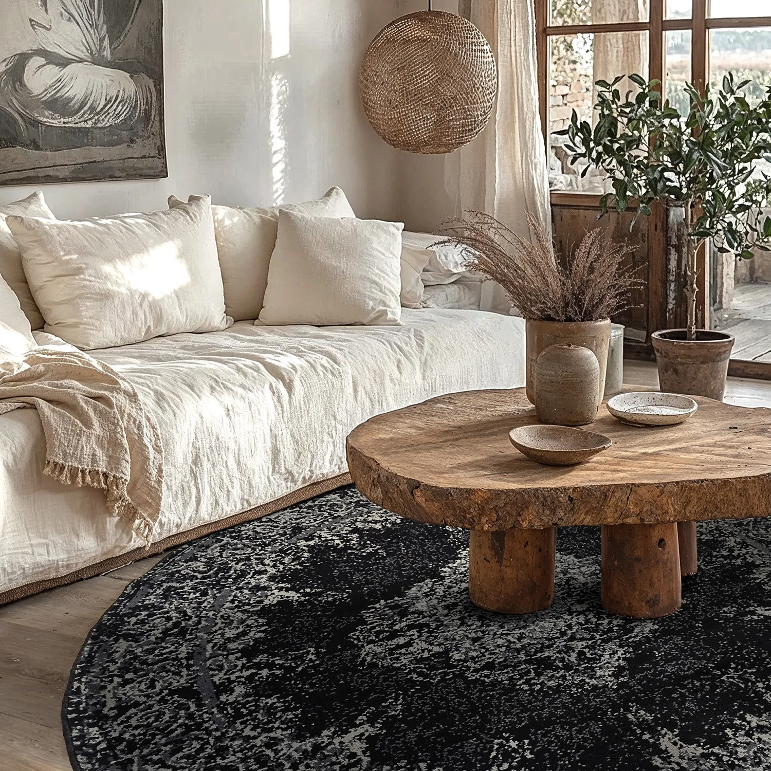 Rund Teppich - Peking (schwarz)