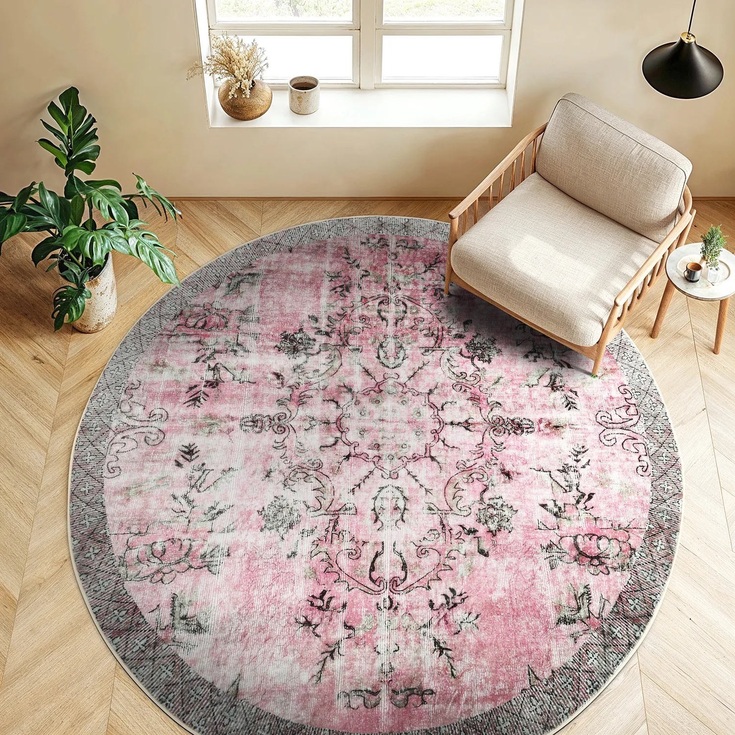 Tapis rond - Rosalie (rose)
