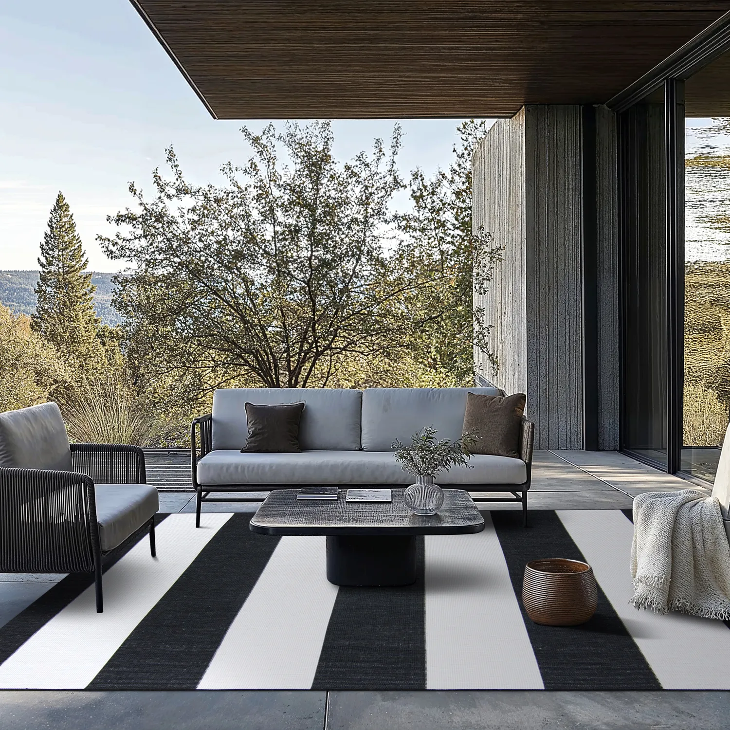 Teppich für innen und außen - Santana (schwarz)