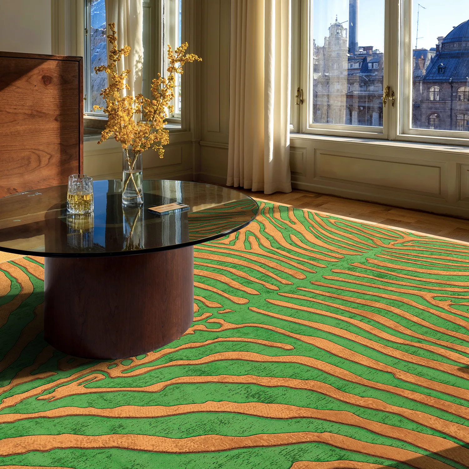 Wilton-Teppich - Zebra (grün/orange)