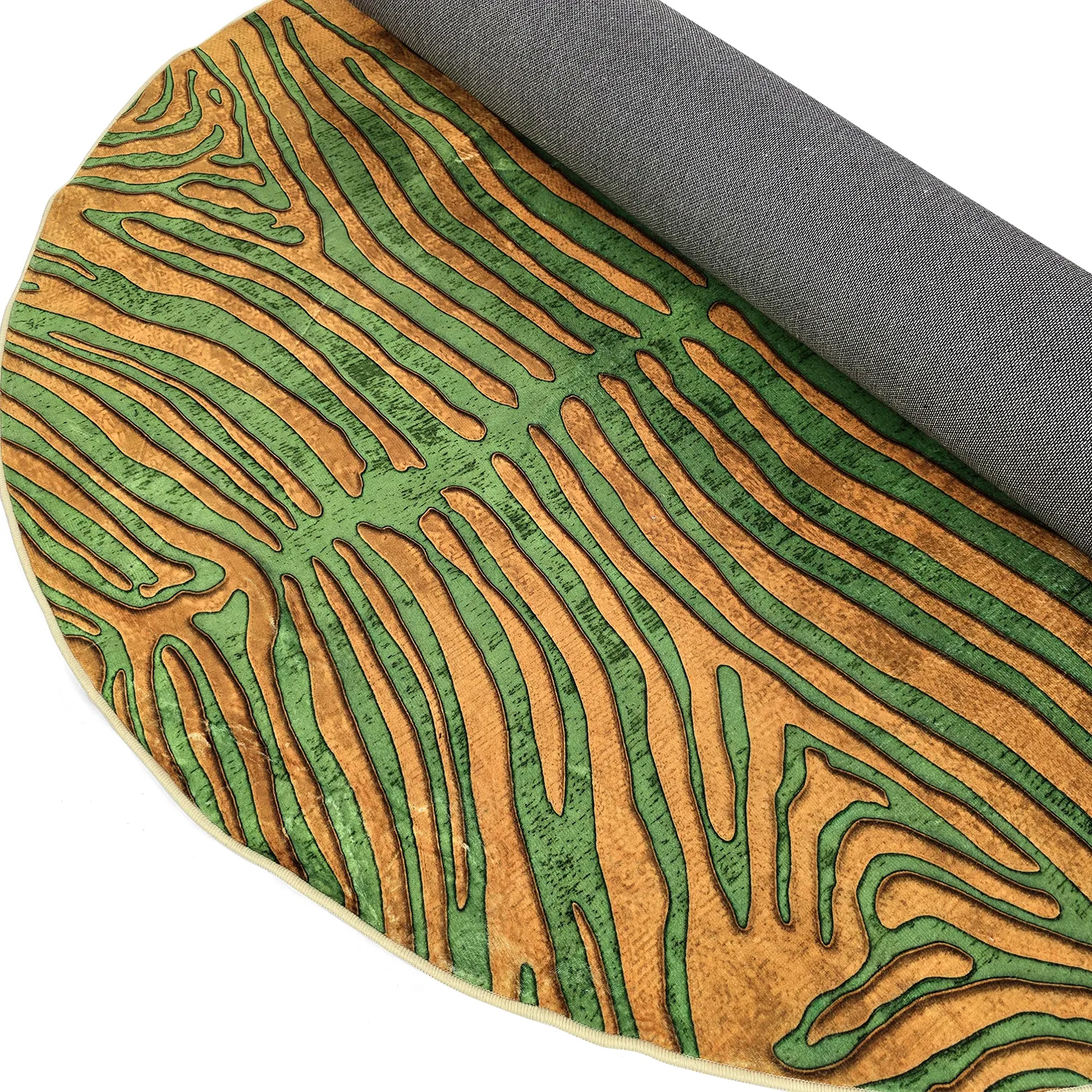 Rund Teppich - Zebra (grün/orange)