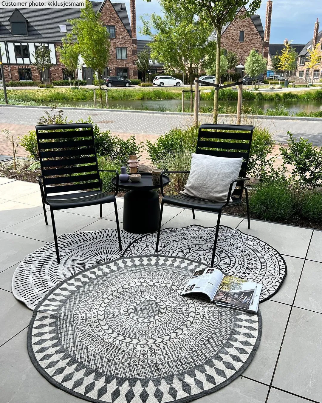 Tapis ronds - Marrakech (rond) (noir/blanc/gris)