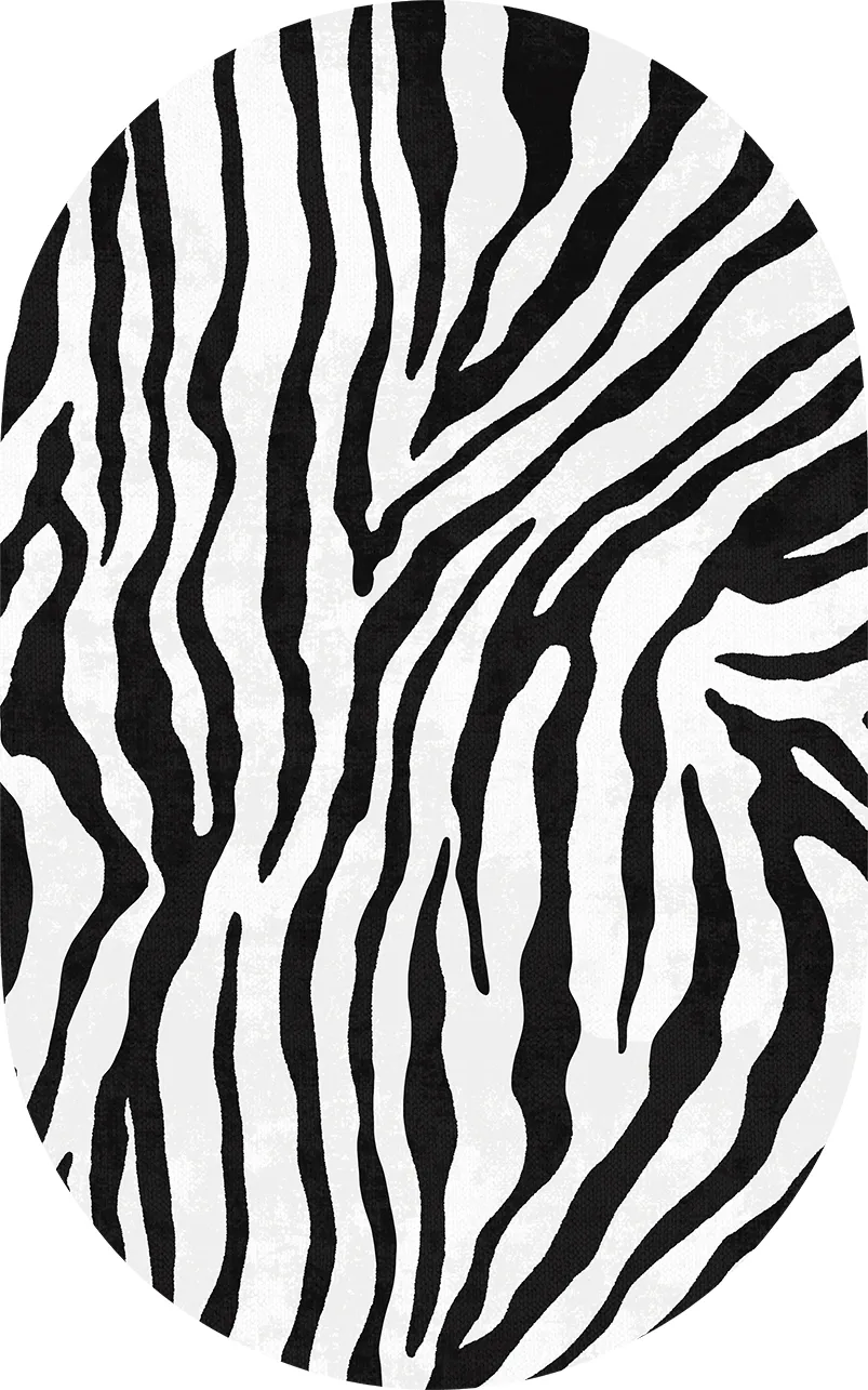 Ovaler Teppich - Zebra (schwarz/weiß)
