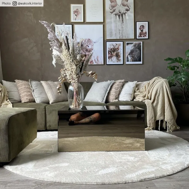 Teppich für grünes Sofa